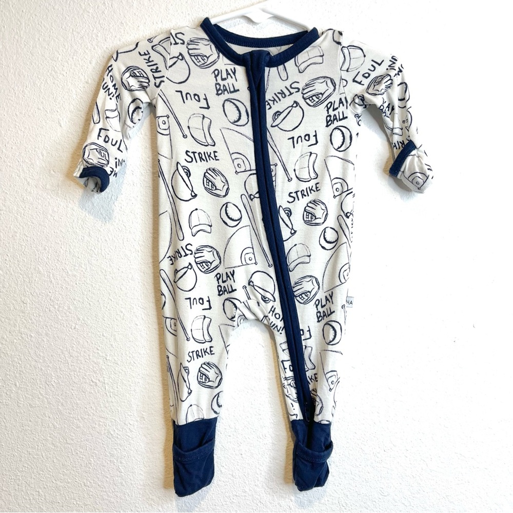 harp angel bamboo baseball zipper footie